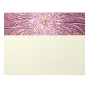 Bloco De Notas Arte fractal floral moderna abstrata cores de baga