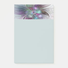 Bloco De Notas Arte fractal floral moderna flor abstrata colorida