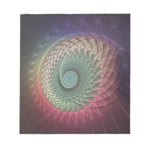 Bloco De Notas Arte fractal moderna colorida caracol abstrato