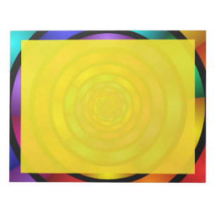 Bloco De Notas Arte Fractal Moderna Redonda e Psicodélica Colori