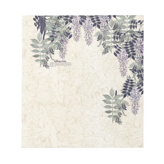 Bloco De Notas Arte Francesa Nouveau Wisteria Flores Notepad (Frente)