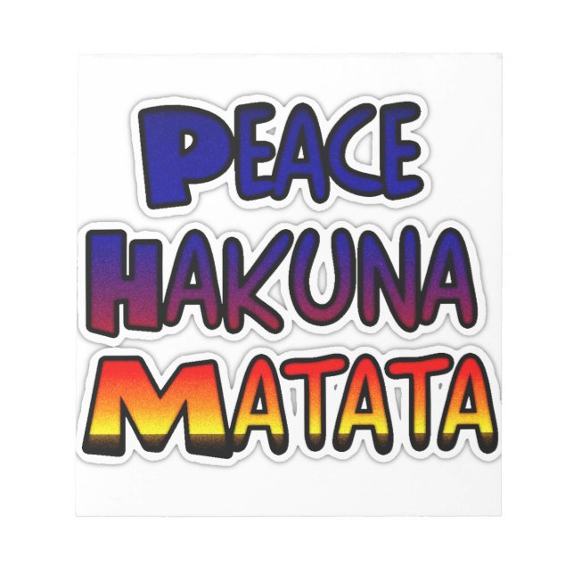 Bloco De Notas Arte Gradiente da Paz de Hakuna Matata (Frente)