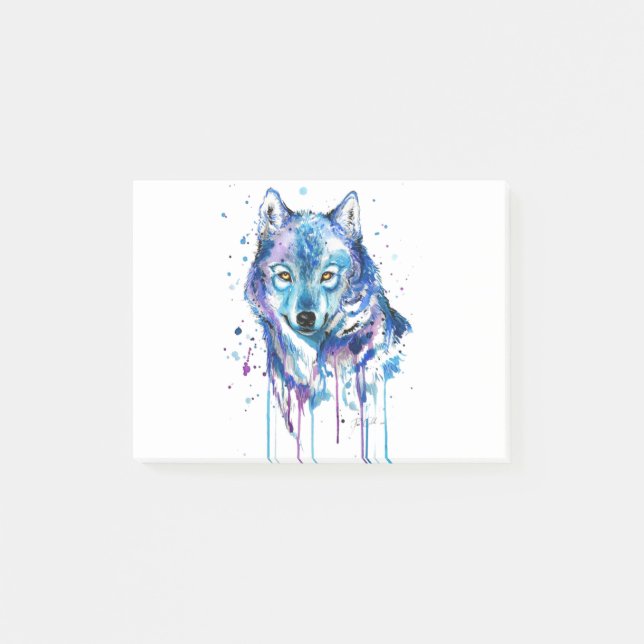 Bloco De Notas Arte gráfica do lobo azul (Frente)