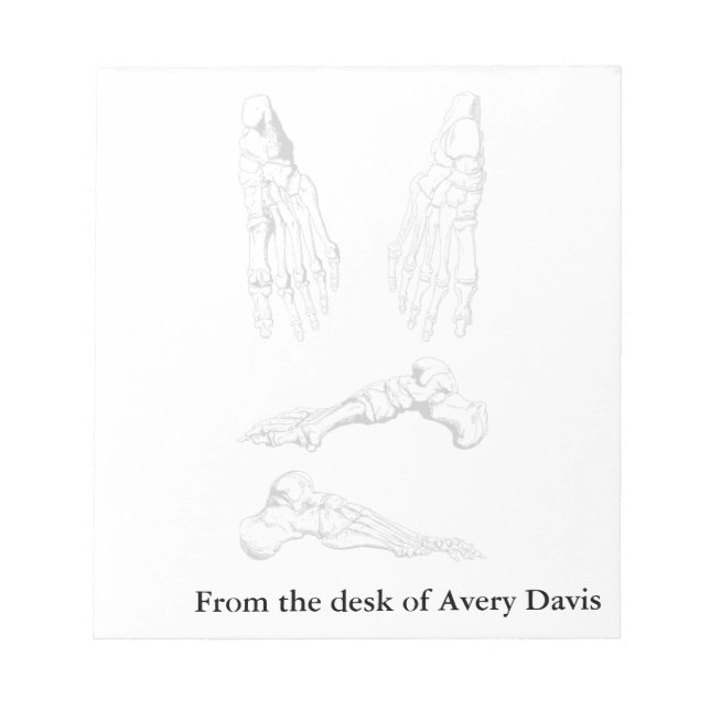 Bloco De Notas Arte Médica Velha Ossos da Anatomia Humana do Pé (Frente)