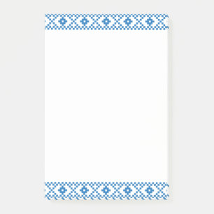 Bloco De Notas Arte popular tribal e azul letã e branca