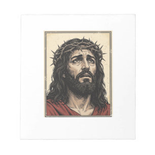 Bloco De Notas Arte Vetorial de Retrato Religioso Coroa de Espinh