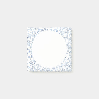 Bloco De Notas Artista azul minúscula treliça floral post it