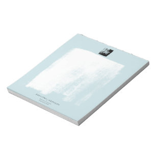 Bloco De Notas Artista Azul Monograma Formal Nome Elegante Único