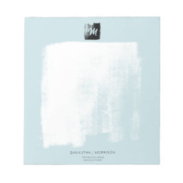 Bloco De Notas Artista Azul Monograma Formal Nome Elegante Único