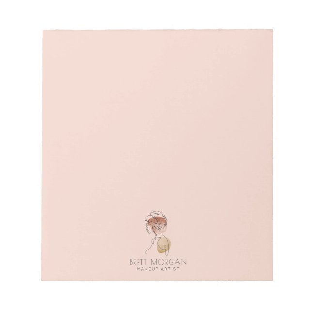 Bloco De Notas Artista de Maquiagem Mulher Moderna Blush Rosa (Frente)