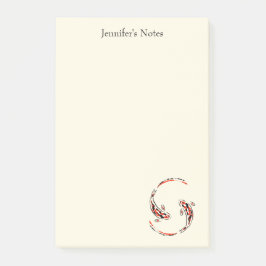 Bloco De Notas Artista de Peixe Koi Negro e Vermelho