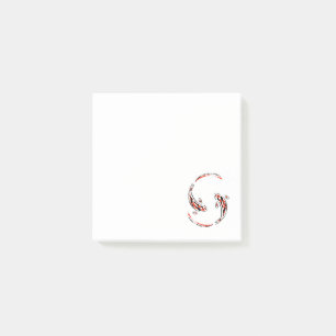 Bloco De Notas Artista de Peixe Koi Negro e Vermelho
