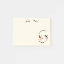 Bloco De Notas Artista de Peixe Koi Negro e Vermelho