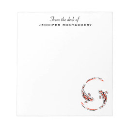 Bloco De Notas Artista de Peixe Koi Negro e Vermelho