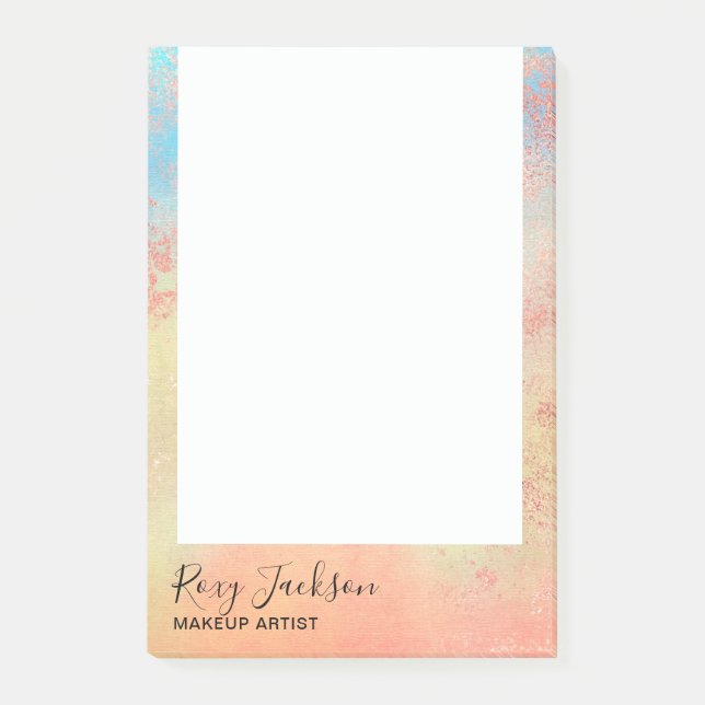 Bloco De Notas Artista elegante da maquiagem de rosa dourada (Frente)