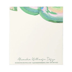 Bloco De Notas Artsy Abstrato Mármore Aquarela Verde Negócios