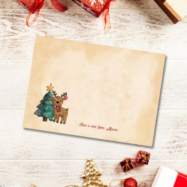 Bloco De Notas Árvore de Natal e Veado com Dizer Personalizado (Criador carregado)