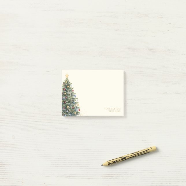 Bloco De Notas Árvore de Natal em aquarela rústica personalizada  (Na mesa)