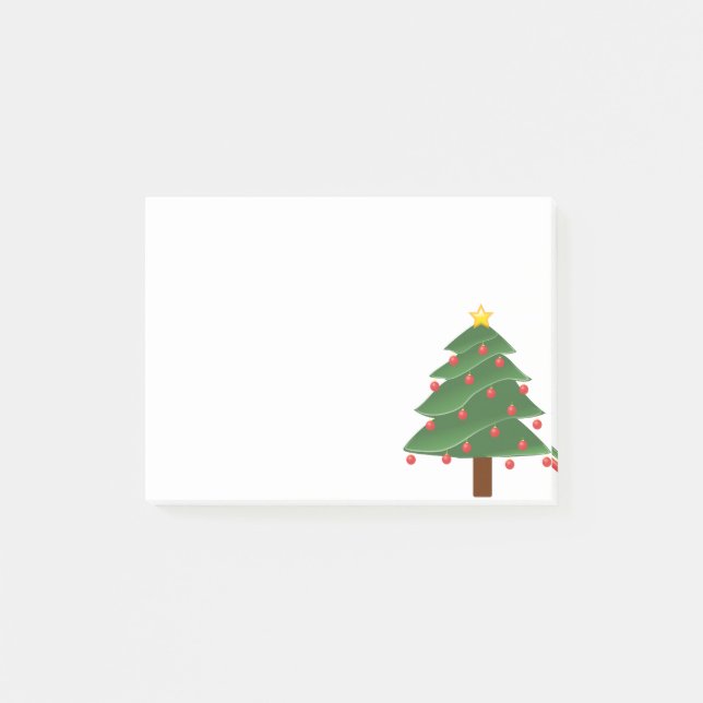 Bloco De Notas Árvore de Natal em Nota Adesiva Branca (Frente)