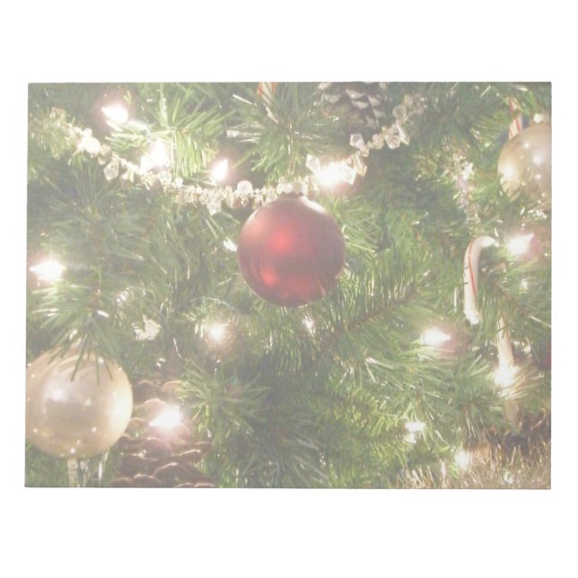 Bloco De Notas Árvore de Natal I Feriado Verde Bonito e Vermelho (Frente)