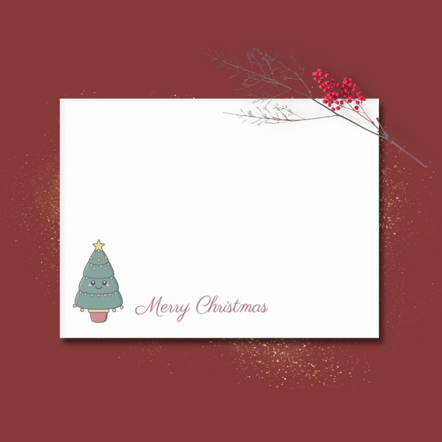 Bloco De Notas Árvore de Natal Kawaii (Kawaii Christmas Tree Post-it Notes)