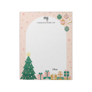 Bloco De Notas Árvore de Natal Personalizada com Lista de Desejos
