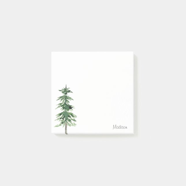 Bloco De Notas Árvore do pinheiro de aquarela (Frente)