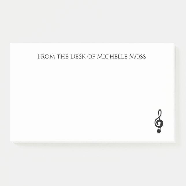 Bloco De Notas Árvore Musical Clef Black White Personalizado (Frente)