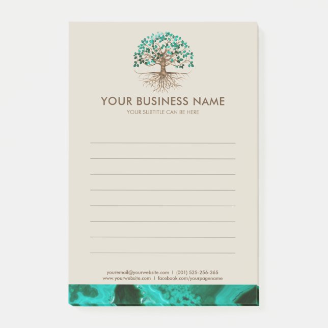 Bloco De Notas Árvore ouro - Yggdrasil - Folhas de Malachite (Frente)