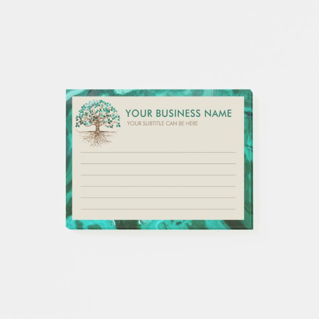 Bloco De Notas Árvore ouro - Yggdrasil - Folhas de Malachite (Frente)