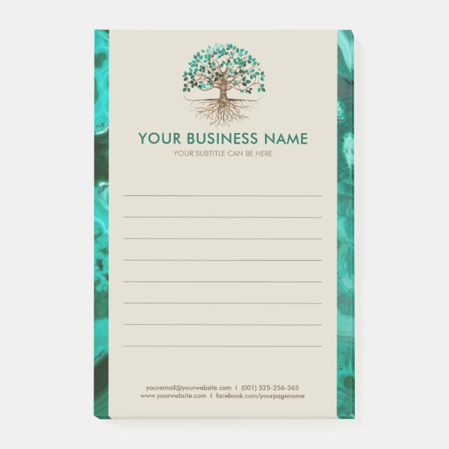 Bloco De Notas Árvore ouro - Yggdrasil - Folhas de Malachite (Frente)