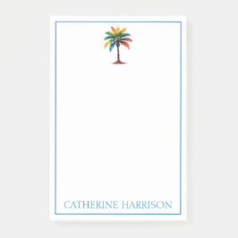 Bloco De Notas Árvore Palm de Cores d'Água Colorida Personalizada