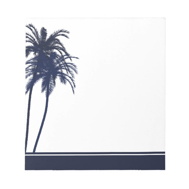 Bloco De Notas Árvore Tropical marinho Azul e Branca (Frente)