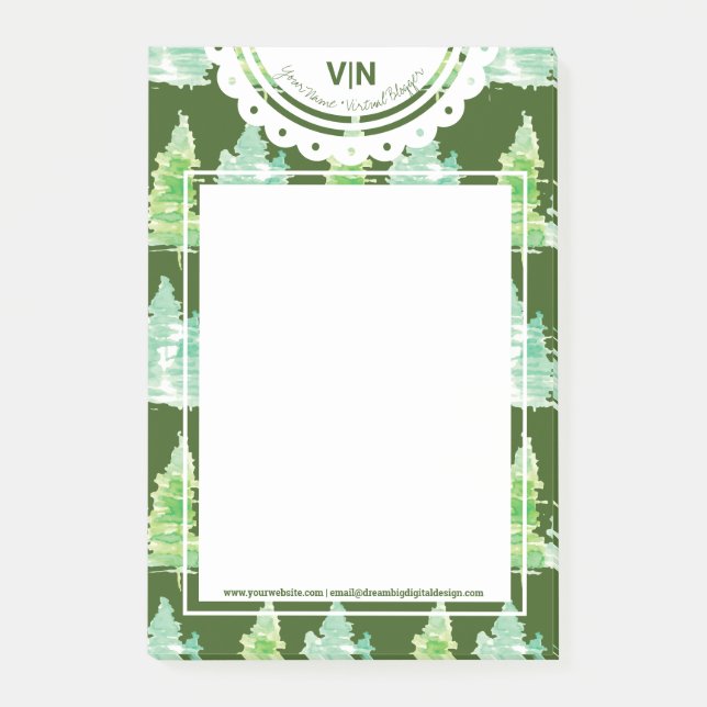 Bloco De Notas Árvores Aquáticas De Natal Nome Inicial (Frente)