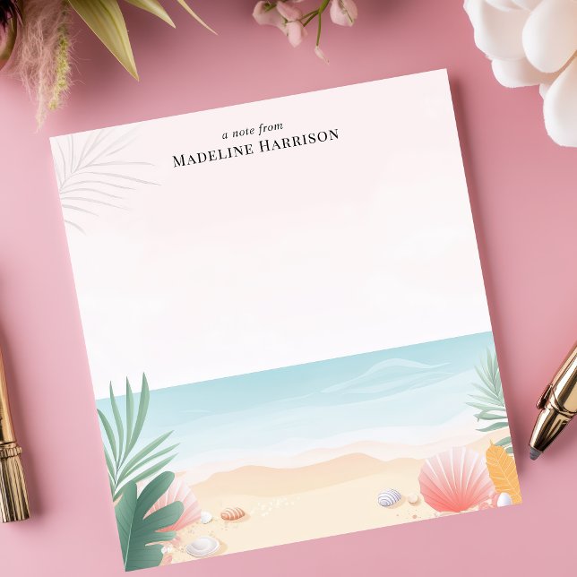 Bloco De Notas Árvores de Palmeira de Praia Tropical Nome Persona (Criador carregado)