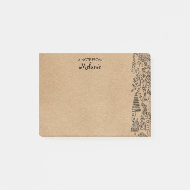 Bloco De Notas Árvores Rústicas Kraft Ilustração Personalizada (Frente)