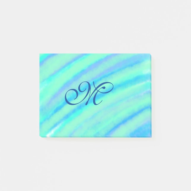 Bloco De Notas As linhas de cor verde azul-lacrimogênea adicionam (Frente)