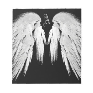 Bloco De Notas Asas de Anjo Preta Monograma Personalizada