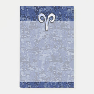Bloco De Notas Assina Zodíaco no Marinho Blue Digital Camo Decor