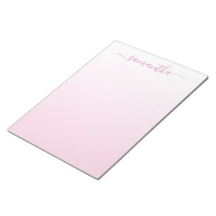 Bloco De Notas Assinatura Feminina com Gradiente de Branco a Rosa