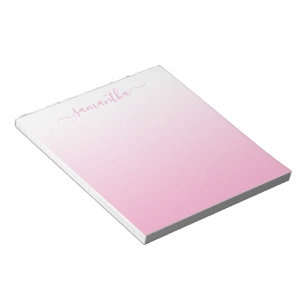Bloco De Notas Assinatura Feminina com Gradiente Suave Rosa Claro