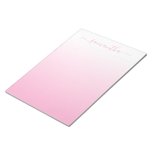 Bloco De Notas Assinatura Feminina com Gradiente Suave Rosa Claro (Inclinado)