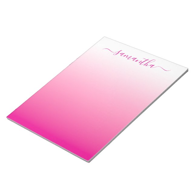 Bloco De Notas Assinatura Feminina com Gradiente Suave Rosa Vibra (Inclinado)