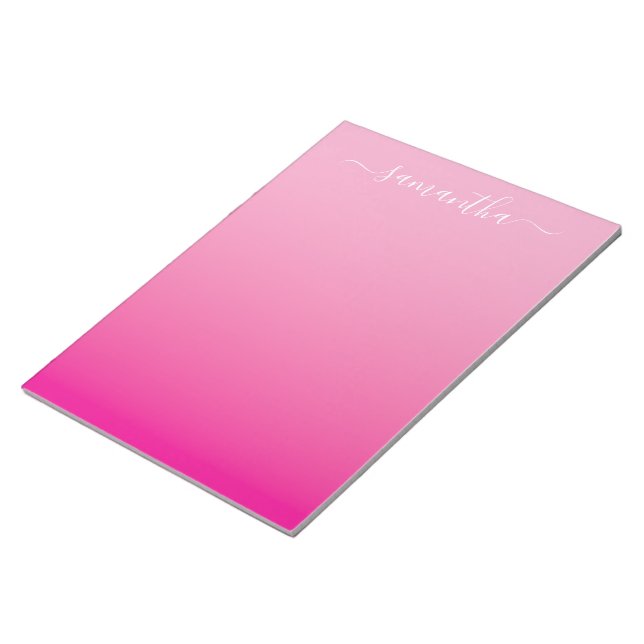 Bloco De Notas Assinatura Feminina Gradiente Rosa Claro Rosa Quen (Inclinado)
