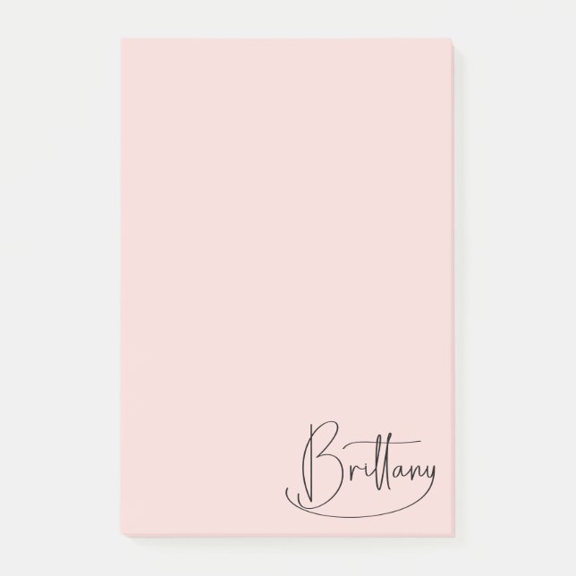 Bloco De Notas Assinatura Manuscrita Brittany Decoração Y Blush (Frente)