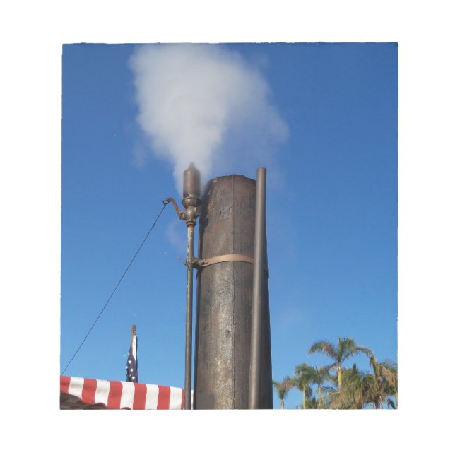 Bloco De Notas assobio a vapor velho com uma pluma branca de vapo (Frente)