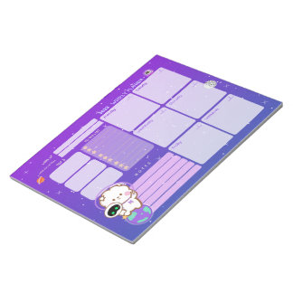 Bloco De Notas Astronauta Kawaii no Planeador Semanal Universo