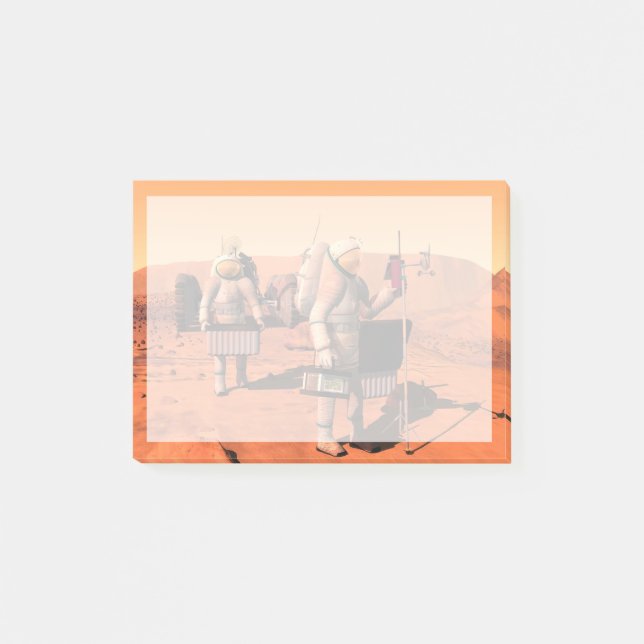 Bloco De Notas Astronautas Montando Equipamento Meteorológico Em  (Frente)