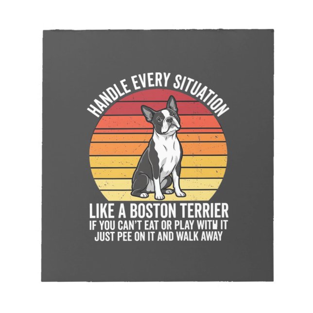 Bloco De Notas Atitude de Cachorro Retro Engraçado Boston Terrier (Frente)