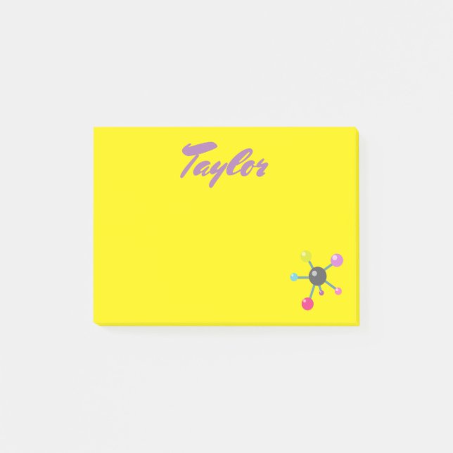 Bloco De Notas Átomos no fundo amarelo (Frente)